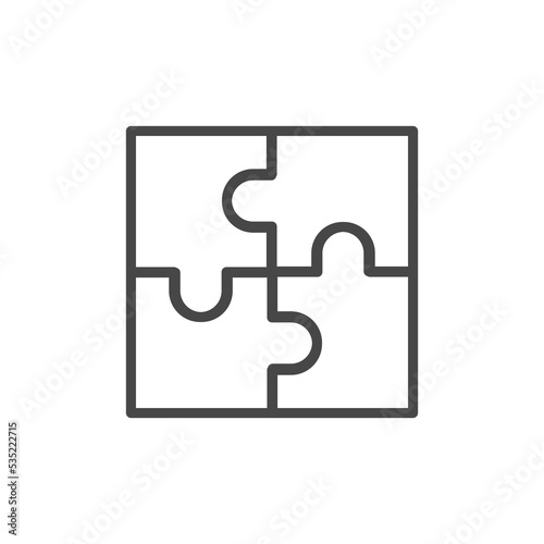 Puzzle pieces icon vector on white background. Vector graphic illustration. Suitable for website design, logo, app, template, and ui.