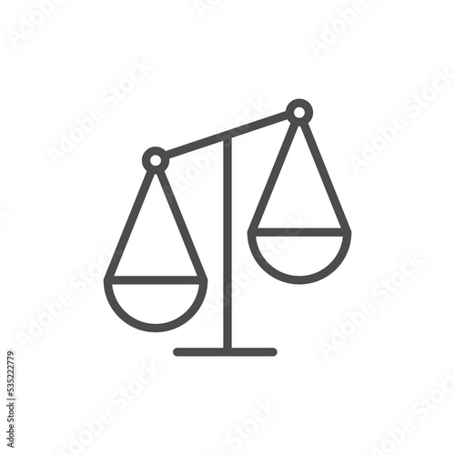 Unbalanced scale vector icon isolated on white background. Scales justice icon