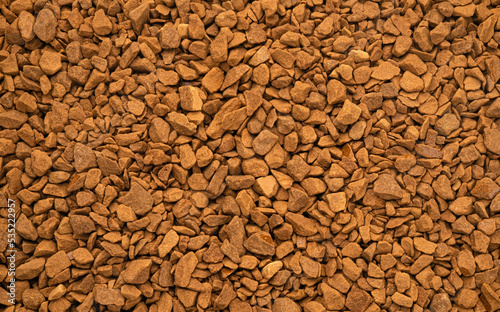 Instant granulated coffee texture, top view