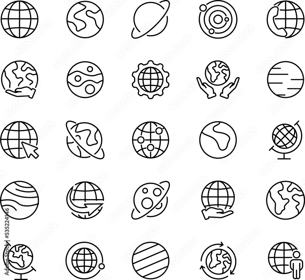 Planet Earth. The Earth, World Map on white background. Map marker. Set of simple icons in silhouette. Vector illustration. EPS 10 Planet Earth. The Earth, World Map on white background. Map marker. Set of simple icons in silhouette. Vector illustration. EPS 10
