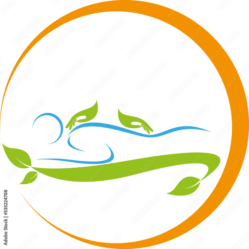 Person und Zwei Hände, Massage, Orthopädie, Chiropraktiker, Logo Person und Zwei Hände, Massage, Orthopädie, Chiropraktiker, Logo