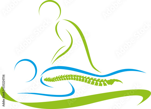 Zwei Menschen, Personen, Massage, Orthopädie, Chiropraktiker, Logo