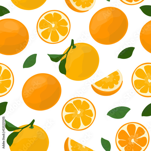 Seamless vector pattern with oranges.