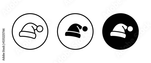 santa hat icon, Santa Claus Christmas hat icons,editable stroke, flat design style isolated on white linear pictogram, button, vector, sign, symbol, logo, illustration