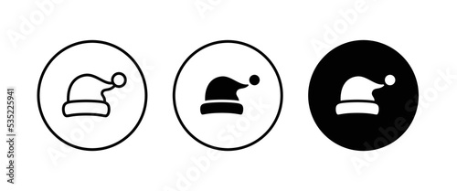 santa hat icon, Santa Claus Christmas hat icons,editable stroke, flat design style isolated on white linear pictogram, button, vector, sign, symbol, logo, illustration