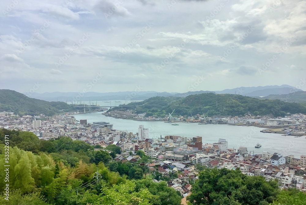 A water channel in the Seto Inland Sea that separates Honshu and Mukojima, called the Onomichi Channel