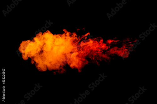 The red fire flame firing through the black background