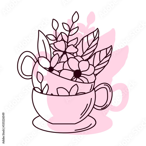 cup of tea with flowers
