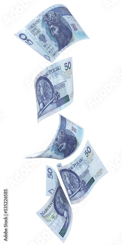 Latające banknoty 50 Złotych Polskich