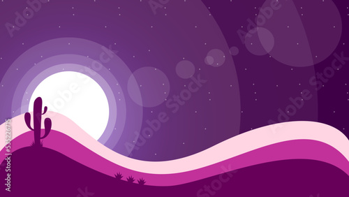 desert landscape background. nature background. 4k desktop Walpaper.  desert with cactus. night landscape background. landscape with moon and stars.