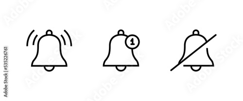 Message notification bell incoming inbox message, ringing, Alarm, service, handbell Firefighter call icons button, vector, sign, symbol, logo, illustration, editable stroke and flat design isolated