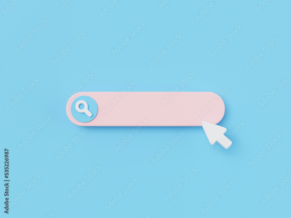3d render of search bar isolated on blue, web browser tool. 3d render of search bar isolated on blue, web browser tool.