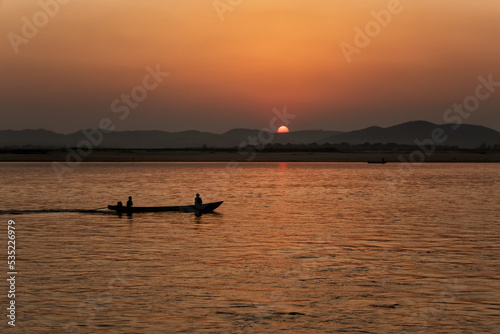 Sunset at the Irrawaddy River in Bagan, Myanmar