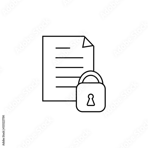 Concept of a locked document. Cybersecurity. Shared file locked for specific users. Unauthorised access