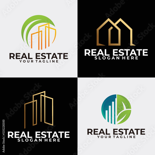 real estate logo set icon vector
