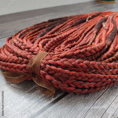 african braids with kanekalon at close range with beads