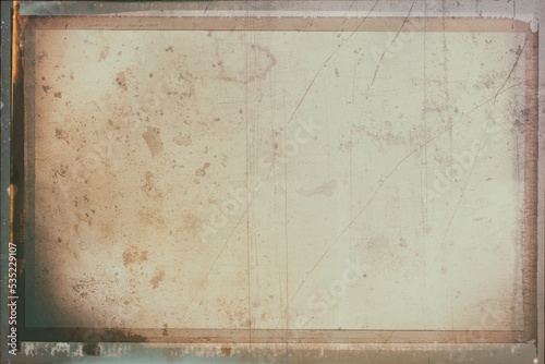 Vintage surface photo with film grain, scratches and frame with wet plate technique for art and backgrounds