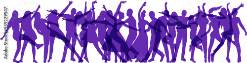 men and women dancing silhouette on white background