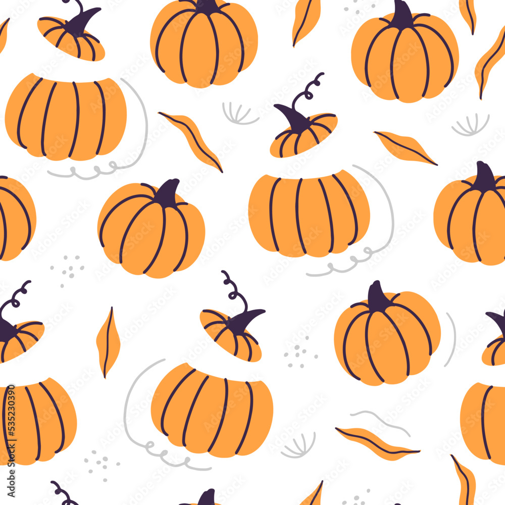 Seamless vector pattern with pumpkins.