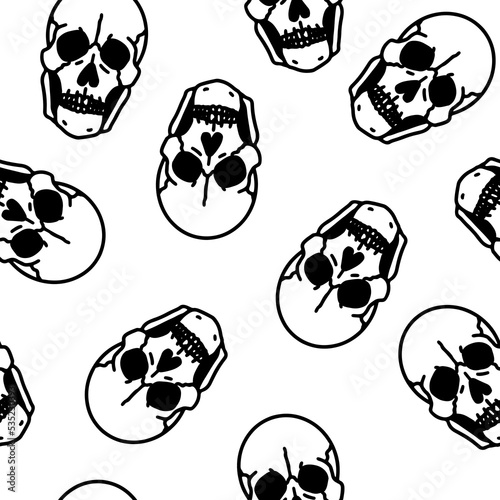 Seamless vector pattern with skulls.