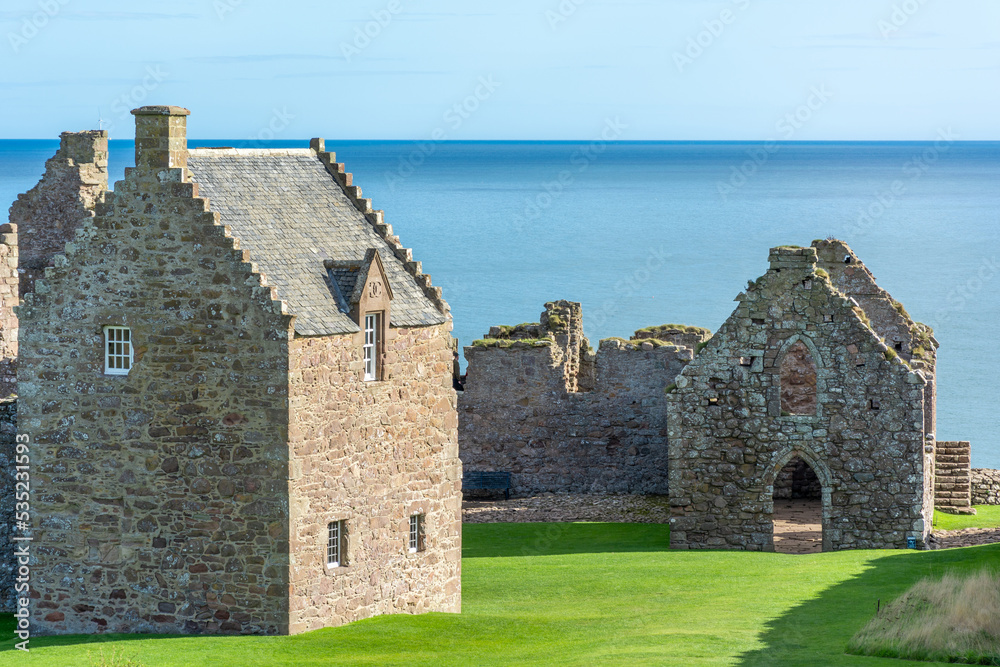 Dunnottar Castle in Scotland on the North Sea coast, beautiful landscape