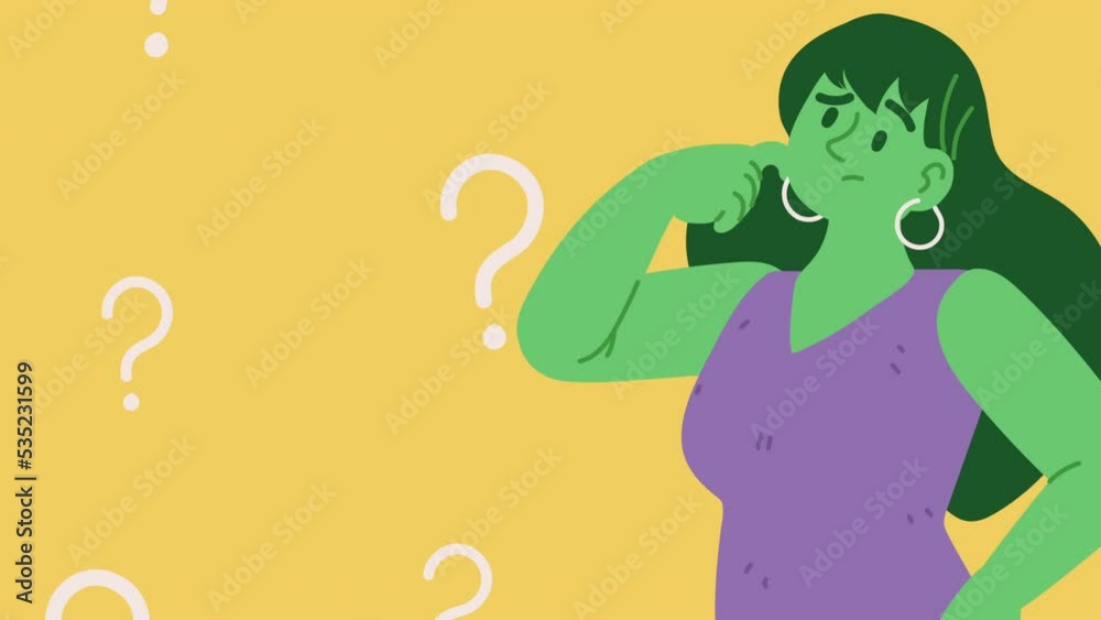 green girl with doubts character green girl with doubts character
