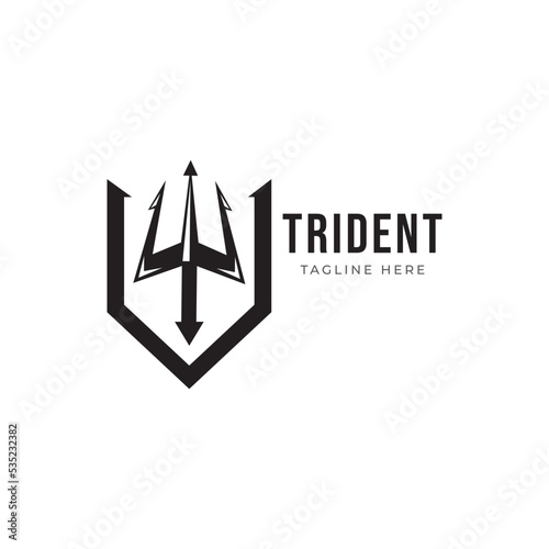 Trident Neptune God Poseidon Triton King Shiva Spear Label logo design