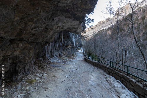 icicles on the mount in ordesa national park in the spanish pyrenees