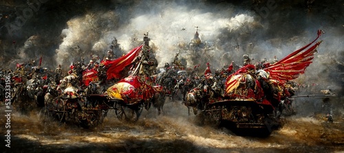 Winged Hussar Charge - Digital Art, 3D Render, Concept Art photo