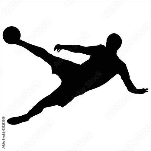 Art illustration design concept symbol soccer player football silhouette when volley ball