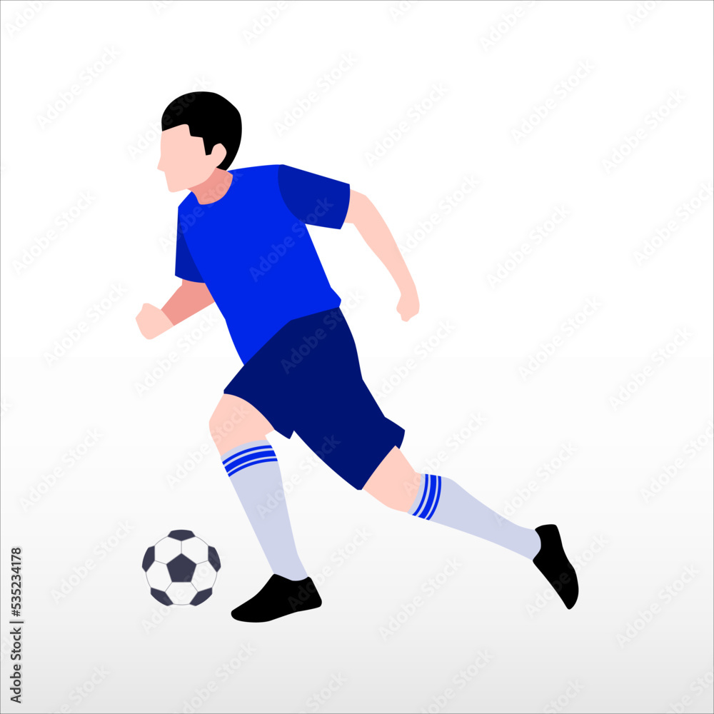 Art illustration design concept symbol soccer player football when bring the ball