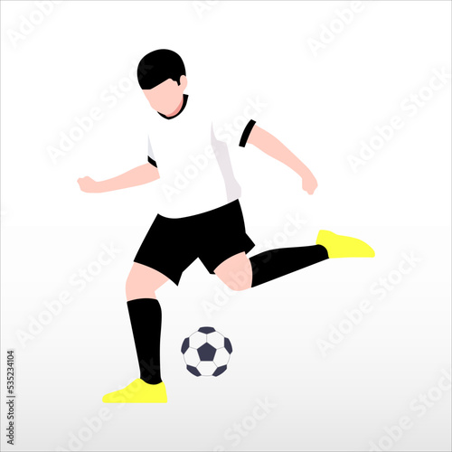 Art illustration design concept symbol soccer player football when kick the ball