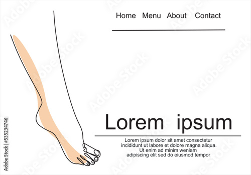 Perfect clean female feet .continuous line drawing