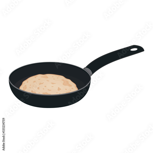 Stack of pancakes in a frying pan, color vector isolated cartoon-style illustration