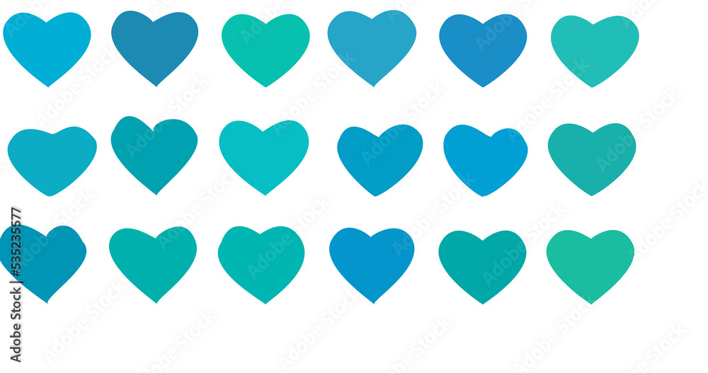 set of abstract organic hearts on white background