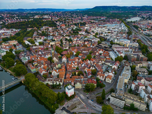 Aerial view around the old town of  Bad Canstatt in Stuttgart, Germany