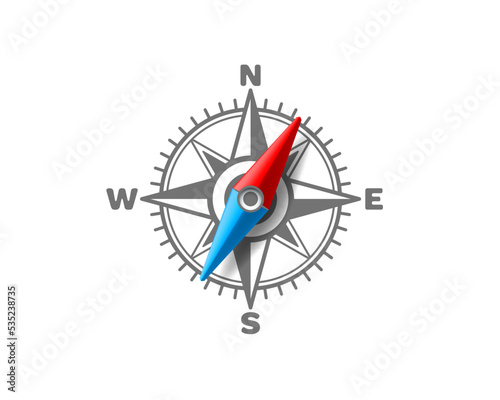Compass on a white background, arrow navigation. Vector