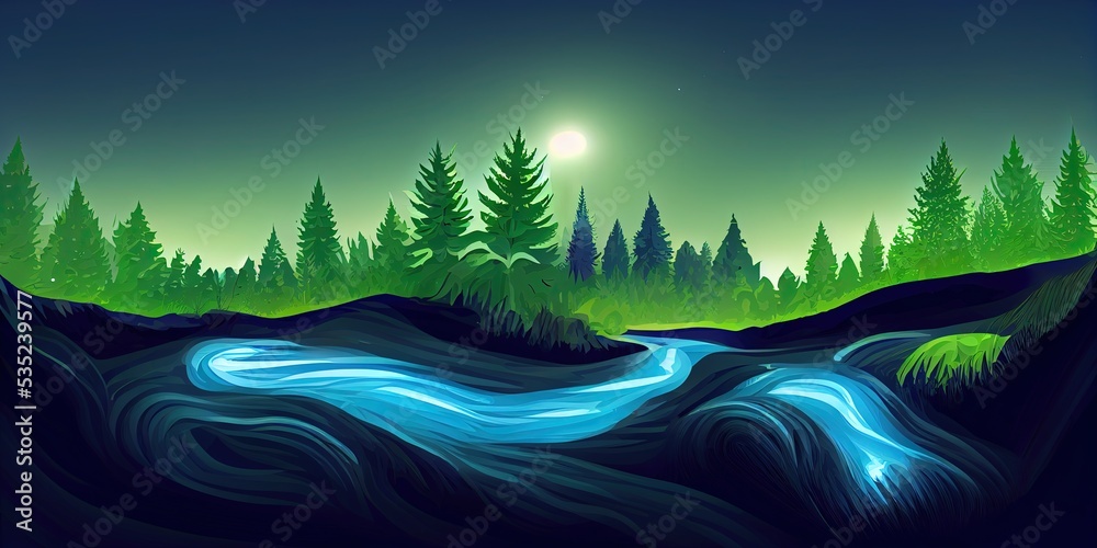 Obraz premium night forest landscape