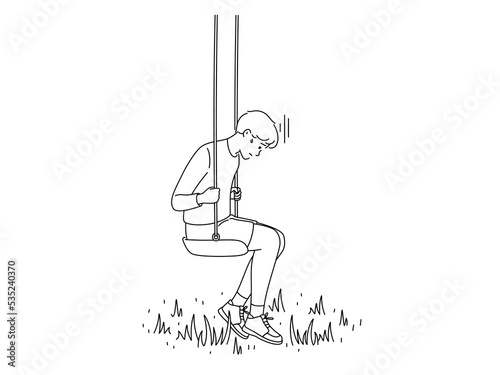 Unhappy boy suffer from loneliness