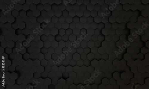 3D black hexagons background design,technology concept,3D rendering.
