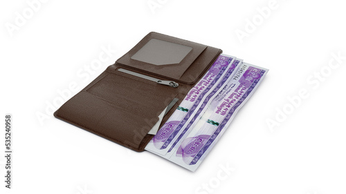 3D rendering of Ethiopian birr notes in wallet