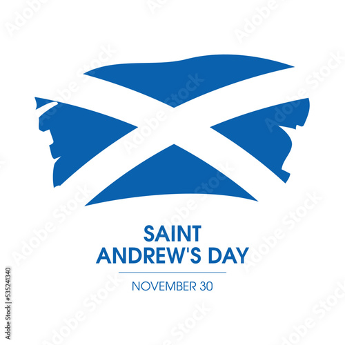 Saint Andrew's Day Poster with grunge scottish flag icon vector. Paintbrush Flag of Scotland icon isolated on a white background. November 30. Important day