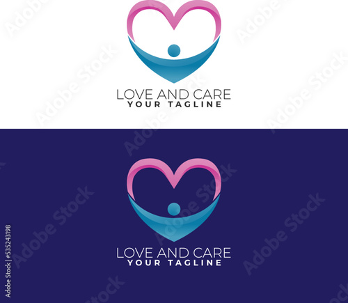 Love and Care Logo Vector Illustration . symbol community care logo vector icon illustration design