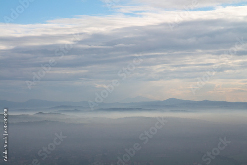 landscape in the fog and clouds