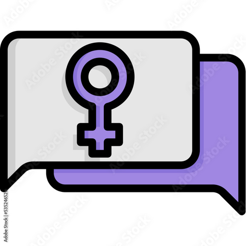 Female symbol and speech bubble icon