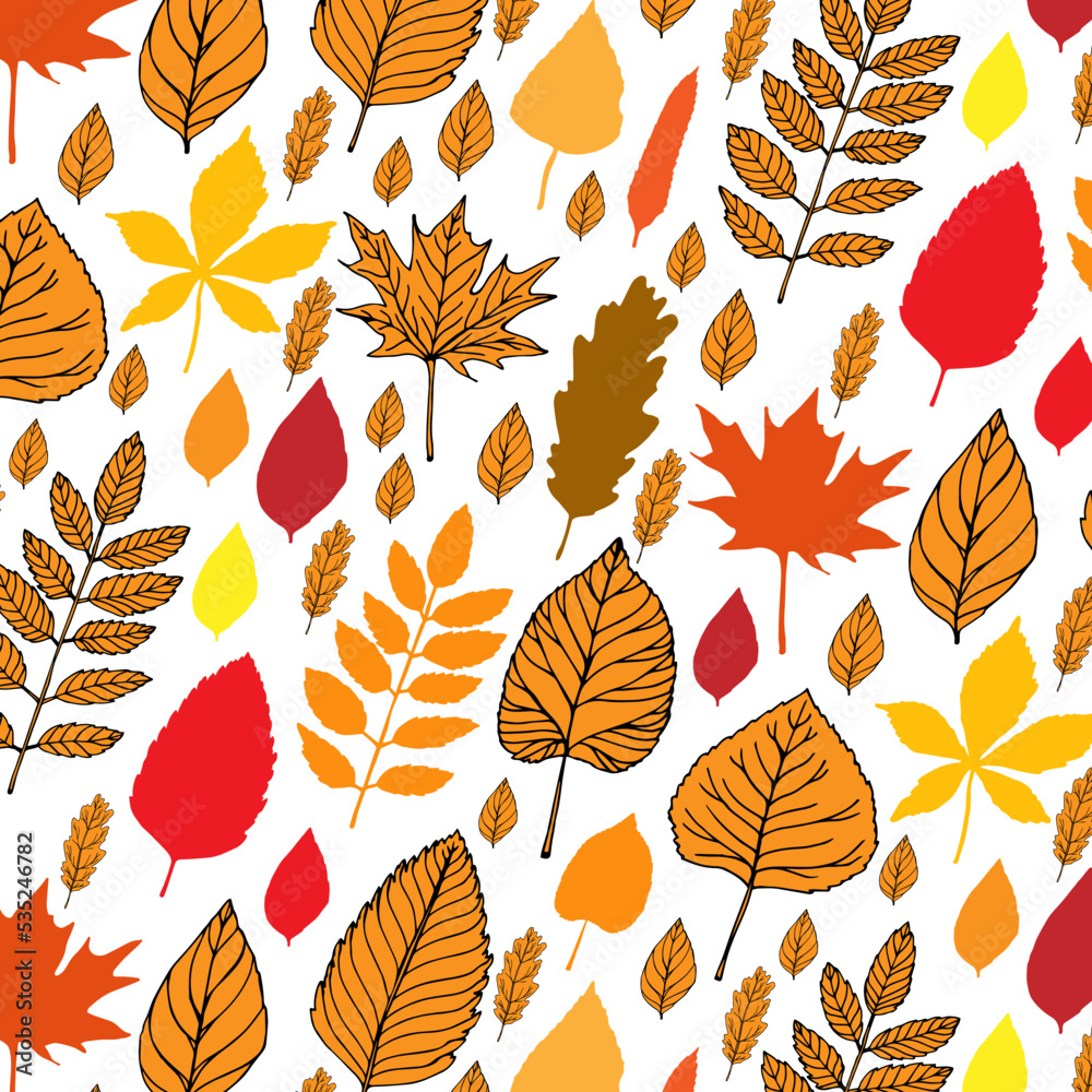 Fototapeta premium Seamless pattern with autumn leaves