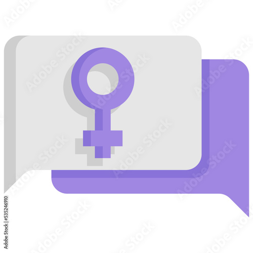 Female symbol and speech bubble icon
