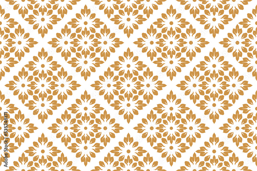 Flower geometric pattern. Seamless vector background. White and gold ornament Flower geometric pattern. Seamless vector background. White and gold ornament