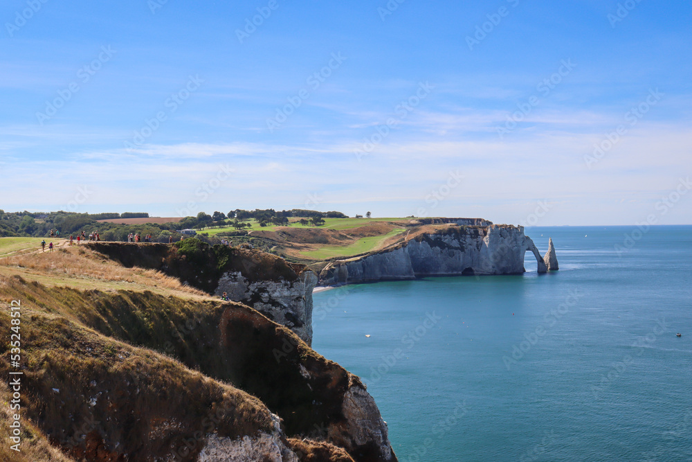 View on Falaise d'Aval in Étretat, France
