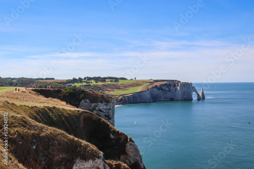 View on Falaise d'Aval in Étretat, France